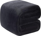 Polar Fleece Blanket Queen Size 350GSM Lightweight Throw for The Bed Extra Soft Brush Fabric Super Warm Sofa Blanket 90" x 90"(Black Queen)