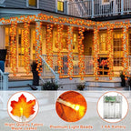 GBD Thanksgiving Decorations-5 Pack Total 50Ft 100LED Fall Garland with Lights Battery Operated Enlarged Maple Leaves Garlands for Fall Decorations for Home Christmas Halloween Indoor Outdoor Decor