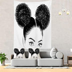 Batmerry Black Woman Afro American Tapestry, Shirt Graphic Hair Girl Beach Towel Hippie Trippy Tapestry Wall Art Meditation Decor for Bedroom Living Room Dorm, 82.7 x 59.1 Inches