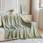 NEWCOSPLAY Super Soft Twin Blanket Sage Green Premium Silky Flannel Fleece Leaves Pattern Lightweight Bed Blanket All Season Use (Sage Green, Twin(60"x80"))
