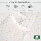 California Design Den Deep Pocket Twin Sheets Set - 400 Thread Count Sateen, Natural 100% Cotton Sheets, Cooling and Durable Bedding Set - Soft Floral