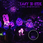 Brightown 24 Pack Fairy Lights Battery Operated, Halloween String Lights Waterproof Black Wire 7 ft 20 LED Firefly Starry Lights for Hallowen Decorations DIY Paper Lantern Craft Pumpkin (Purple)