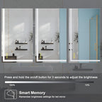Wall-Mounted LED Square Bathroom Mirror, Makeup Mirror (32 inches x 24 inches,) 3 Color Dimming Bathroom Vanity Mirror with Lights Smart Mirror with Touch (Horizontal/Vertical)