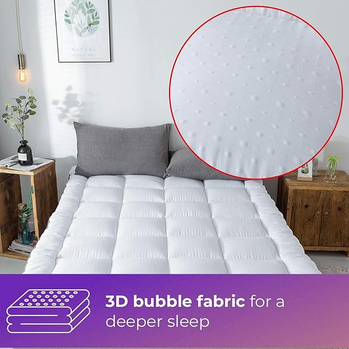Mattress Topper King & Mattress Pad Protector - Quality Plush Luxury Down Alternative Pillow Top - 2inch Extra Thick Mattress Cover(76"x80")