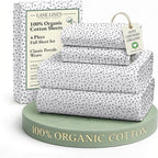 LANE LINEN 100% Organic Cotton Printed Full Size Sheet & Pillowcase Sets, 15" Deep Pocket Fully Elasticized Soft & Comfy Percale Bedding, Eco Friendly Cotton Sheets Full- Haze Grey