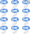 Brightown 12 Pack Led Fairy Lights Battery Operated String Lights Waterproof Silver Wire 7 Feet 20 Led Firefly Starry Moon Lights for DIY Wedding Party Bedroom Patio Christmas (12 Pack, Blue)