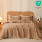 PHF 100% Cotton Waffle Weave Blanket King Size for Bed, Soft Lightweight & Breathable, All-Season Comfort, Luxury Aesthetic Woven Bedding for Home Decor, 108"x90", Clay
