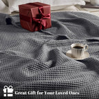 PHF 100% Cotton Waffle Weave Blanket King Size for Bed,Snag Proof Lightweight Breathable Moisture-Wicking Throw for Couch,Great for Layering in Cold Weather,Machine Washable,Home Decor Gift-Charcoal
