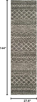 SAFAVIEH Arizona Shag Collection Runner Rug - 2'3" x 12', Brown & Ivory, Moroccan Design, Non-Shedding & Easy Care, 1.6-inch Thick Ideal for High Traffic Areas in Living Room, Bedroom (ASG741B)