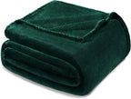 Exclusivo Mezcla Fleece Blanket Queen Size for Bed, Super Soft and Warm, All Season Use, Cozy, Plush, Lightweight, 90x90 Inches, Forest Green