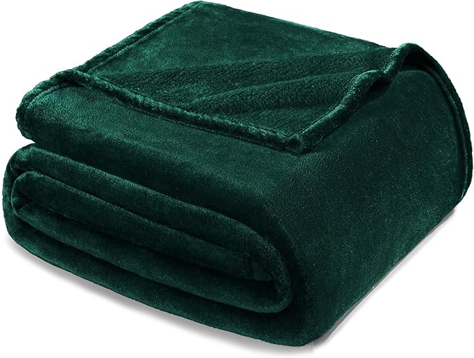 Exclusivo Mezcla Fleece Blanket Twin Size for Bed, Super Soft and Warm, All Season Use, Cozy, Plush, Lightweight, 60x80 Inches Forest Green