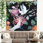 Batmerry White Watercolor S Tapestry, Flower Wall Art Hanging Decoration Polyester Fiber White Ruffled Around for Dorm Room Bedroom Living Room, 59.1x59.1 inches