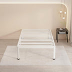 MAF 14 Inch Twin Metal Platform Bed Frame White with Round Corner Legs, 3000 LBS Heavy Duty Steel Slats Support, Noise Free, No Box Spring Needed, Easy Assembly