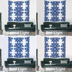 Batmerry Blue Art Flower Tapestry,Blue White Ceramic Glaze Tie Dye Wall Art Hanging Decoration Polyester Fiber White Ruffled Around for Dorm Room Bedroom Living Room, 59.1x59.1 inches