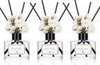 WEALD TRIBE Real Flower Reed Diffuser Set of 3 for Bathroom Air Fresheners, Oil Defusers | Fresh Linen/Ocean/Eucalyptus & Mint Scent(1.7 fl oz Each Pack) Home Fragrance with 12 Stick | Shelf Decor