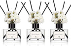 WEALD TRIBE Real Flower Reed Diffuser Set of 3 for Bathroom Shelf Decor, Lemongrass,Eucalyptus & Mint,Velvet Vanilla Scent Sticks Defusers with Essential Oils | Home Office Fragrance(1.7 fl oz/Pack)