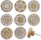 8Pack 1.8" Wooden Boho Nursery Kids Dresser Drawer Pulls Cute Cabinet Furniture Decorative Knobs