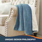 Walensee Sherpa Fleece Blanket (Twin Size 60”x80” Slate Blue) Plush Throw Fuzzy Super Soft Reversible Microfiber Flannel Blankets for Couch, Bed, Sofa Ultra Luxurious Warm and Cozy for All Seasons
