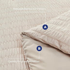 HYMOKEGE Beige Full Size Comforter Sets Seersucker 7 Pieces, All Season Luxury Bed in a Bag for Bedroom, Bedding Set with Comforters, Sheets, Pillowcases & Shams