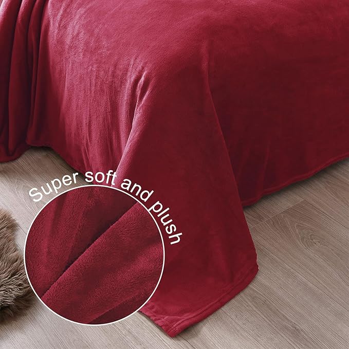 Exclusivo Mezcla Fleece Blanket Twin Size for Bed, Super Soft and Warm, All Season Use, Cozy, Plush, Lightweight, 60x80 Inches Deep Red