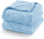 Exclusivo Mezcla Plush Fuzzy Fleece Bed Blanket Twin Size, Super Soft, Fluffy and Warm Blankets, Suitable for All Seasons (Light Blue, 90x66 Inches)