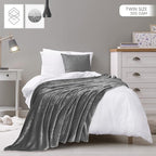 Utopia Bedding Fleece Blanket Twin Size Grey 300GSM Luxury Anti-Static Fuzzy Soft Microfiber Bed Blanket (90x66 Inch)