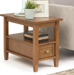 SIMPLIHOME Warm Shaker SOLID WOOD 14 inch Wide Rectangle Transitional Narrow Side Table in Light Golden Brown for the Living Room and Bedroom