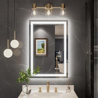 TokeShimi 24x36 LED Bathroom Mirror with Lights,Backlit + Front lit,3-Color LED Bathroom Vanity Mirror,Anti-Fog Mirrors with Tempered Glass,Shatterproof,Memory Function,UL Listed,Waterproof