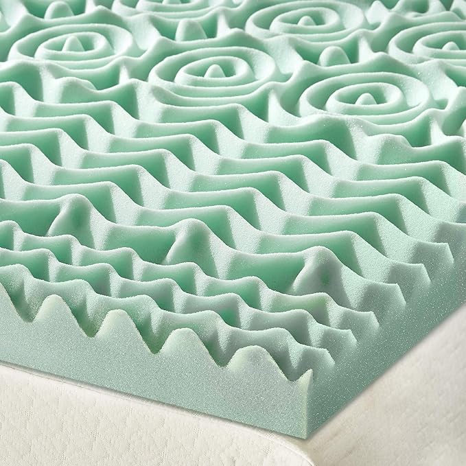 Mellow 1.5 Inch 5-Zone Memory Foam Mattress Topper, Calming Aloe Infusion, Dorm Essentials, Full