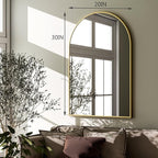 HARRITPURE 20"x30" Arched Bathroom Mirror - Wall Mounted Mirror - Gold Arch Mirror - Aluminum Alloy Frame Bathroom Mirror Living Room, Bedroom and Entryway