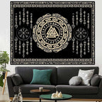 OSUNBD Nordic Viking Tapestry Wall Hanging - Small 60x40inches Soft Flannel with Valknut, Celtic Runes & Norse Mythology Scandinavian for Bedroom, Living Room Decor