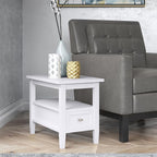 SIMPLIHOME Warm Shaker SOLID WOOD 14 inch Wide Rectangle Transitional Narrow Side Table in White for the Living Room and Bedroom