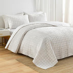 Secgo California King Comforter Set for Bed - 100% Cotton Cal King Size, Black Bedspreads (120 * 110 Inch) with 2 Pillow Shams, Patchwork Reversible Lightweight Bedding