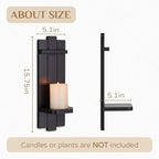 Candle Sconces Black Wall Decor Set of 2 - Wood Wall Candle Holders Set of Two for Small Vase Pillar Candles Tealight - Gothic Distressed Decor for Halloween