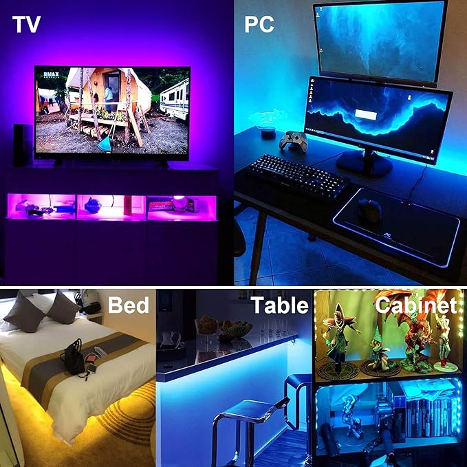 maylit Tv Led Backlight, 16.4ft Led Strip Lights for 75-85in Tv, Tv Lights kit with Remote, RGB Bias Lighting for Room Decor