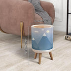 Small Trash Can with Lid Mountains Landscape Scandinavian Style Hand Drawn Seamless Garbage Bin Pet Proof Waste Basket for Kitchen Bathroom Office Bedroom Decorative 1.8 Gallon