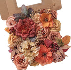 Artificial Flowers Combo Box Set Burnt Orange Fake Flower Leaf Box with Stems for DIY Wedding Bouquets Centerpieces Arch Arrangement Baby Shower Party Home Decorations