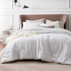 Bedsure Queen Comforter Set - Grayish White Soft Bedding for All Seasons, Cationic Dyed Bed Set, 3 Pieces, 1 Queen Size Comforter (90"x90") and 2 Pillow Shams (20"x26"+2")