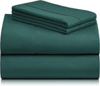 LuxClub 3 PC Sheet Bed Sheets Deep Pockets Wrinkle Free-Kids-Fitted Sheets Machine Washable Hotel Bedding Silky Soft - Emerald Twin XL