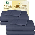 2-Pack Twin XL Sheet Sets - 400 Thread Count 100% Cotton Sateen Sheets - Extra Soft, Breathable & Cooling Sheets, Wrinkle Resistant, 2 Sets of Deep Pocket Bed Sheets - Indigo Dusty Blue