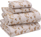 RUVANTI Flannel Sheets Full Size - 100% Cotton Double Brushed Bed Sheets Set, Deep Pockets 16 Inches, All Seasons Breathable & Extra Soft Full Sheets, Warm & Cozy, 4 Piece, Dazzale