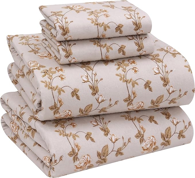 RUVANTI Flannel Sheets King Size - 100% Cotton Brushed King Size Sheets Set - Deep Pockets 16 Inches Bed Sheets - All Seasons Breathable & Extra Soft - Warm & Cozy, 4 Piece, Dazzale