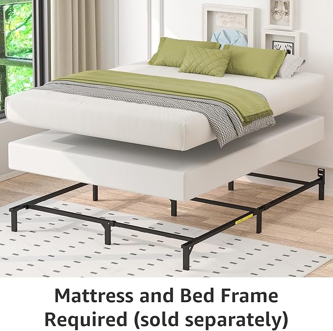 Amazon Basics Smart Box Spring Bed Base, 5-Inch Height Mattress Foundation, Tool-Free Easy Assembly, King, 79"L x 75.5"W x 5"H, White