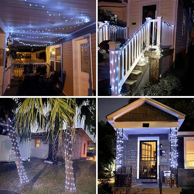 JMEXSUSS 2 Pack Fairy Lights Battery Operated, Total 400 LED 132ft Outdoor Fairy String Lights with Remote, 8 Modes Copper Wire Twinkle Lights for Bedroom Tree Wall Patio Outside Decor, White