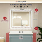 Keonjinn Large Bathroom Mirror with Light, 42 x 36 Inch LED Mirror for Bathoom, Frontlit Only, HD Tempered Glass, UL-Listed LED Driver, Anti-Fog, Dimmale 6000K, Easy Installation(Horizontal/Vertical)