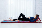 Leewadee Comfortable Japanese Floor Mattress - Thai Floor Bed with Triangle Cushion - Futon Mattress - XL Extra Long Thai Massage Mat, 89 x 20 inches, Blue Red, Kapok Filling