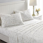 Laura Ashley - Flannel Sheets Twin Size, Anti-Pilling & Wrinkle Resistant Cotton, Touchably Soft for All-Season Comfort - Bed Sheets with Matching Pillowcase & Fitted Sheet (Fawna Grey)