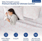 DREAMCARE Queen Size Sheets - Cooling Bed Sheets - 4pcs Set - Queen Sheet Set - Sheets Queen Size Bed - Queen Size Sheet Sets - Soft & Long Lasting 100% Fine Brushed Floral Sheets - Floral Blue