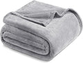 Exclusivo Mezcla Fleece Blanket Queen Size for Bed, Super Soft and Warm, All Season Use, Cozy, Plush, Lightweight, 90x90 Inches, Light Grey