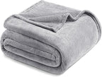 Exclusivo Mezcla Fleece Blanket Queen Size for Bed, Super Soft and Warm, All Season Use, Cozy, Plush, Lightweight, 90x90 Inches, Light Grey